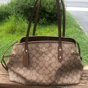 COACH signature drawstring carryall shoulder bag